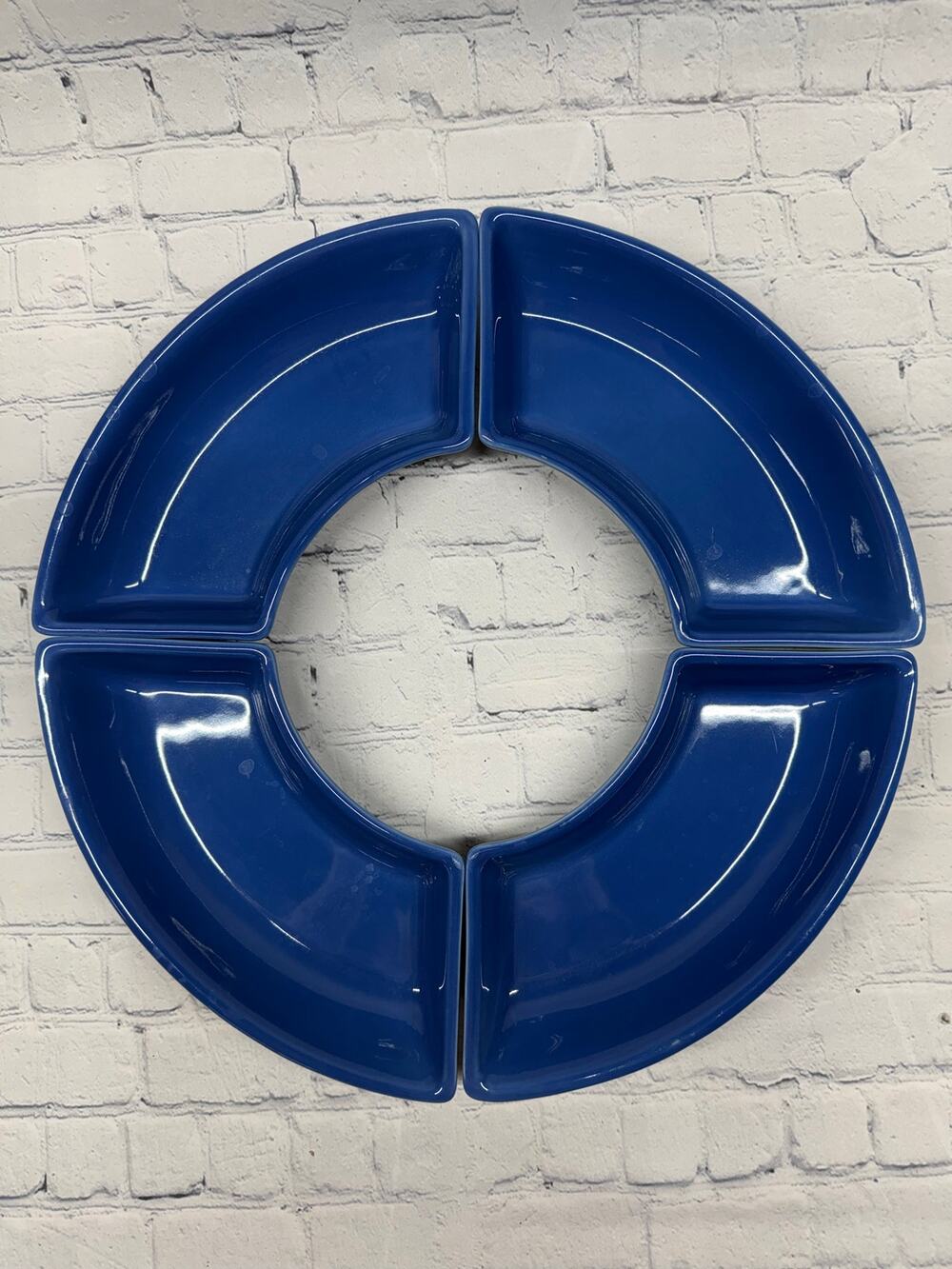 Longaberger Cornflower Blue Woven Not-So-Lazy Susan Crescent Bowl